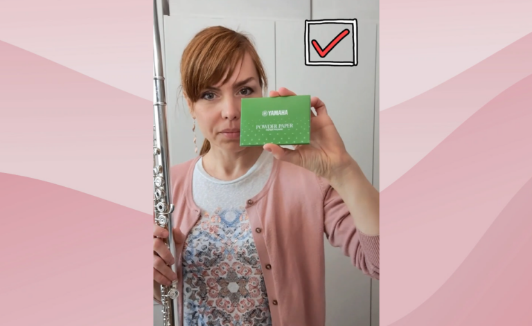 Wie verwendet man das Puder Papier für Querflöte?